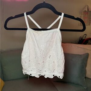 Free People White Floral Embroidered Camisole